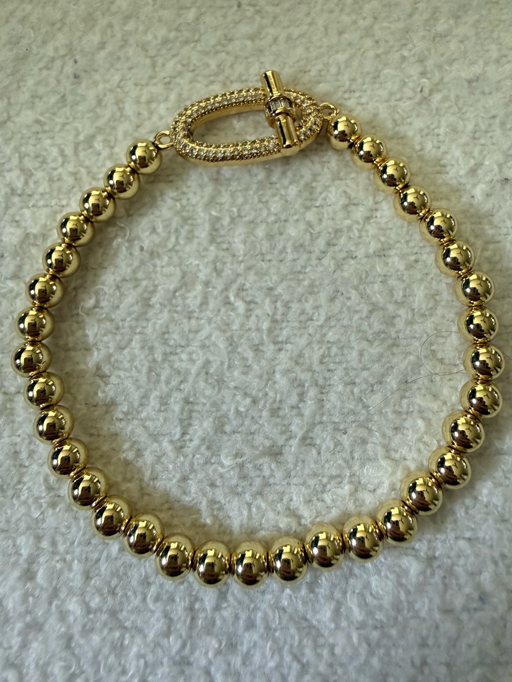Gold Beaded Toggle Stretch Bracelet